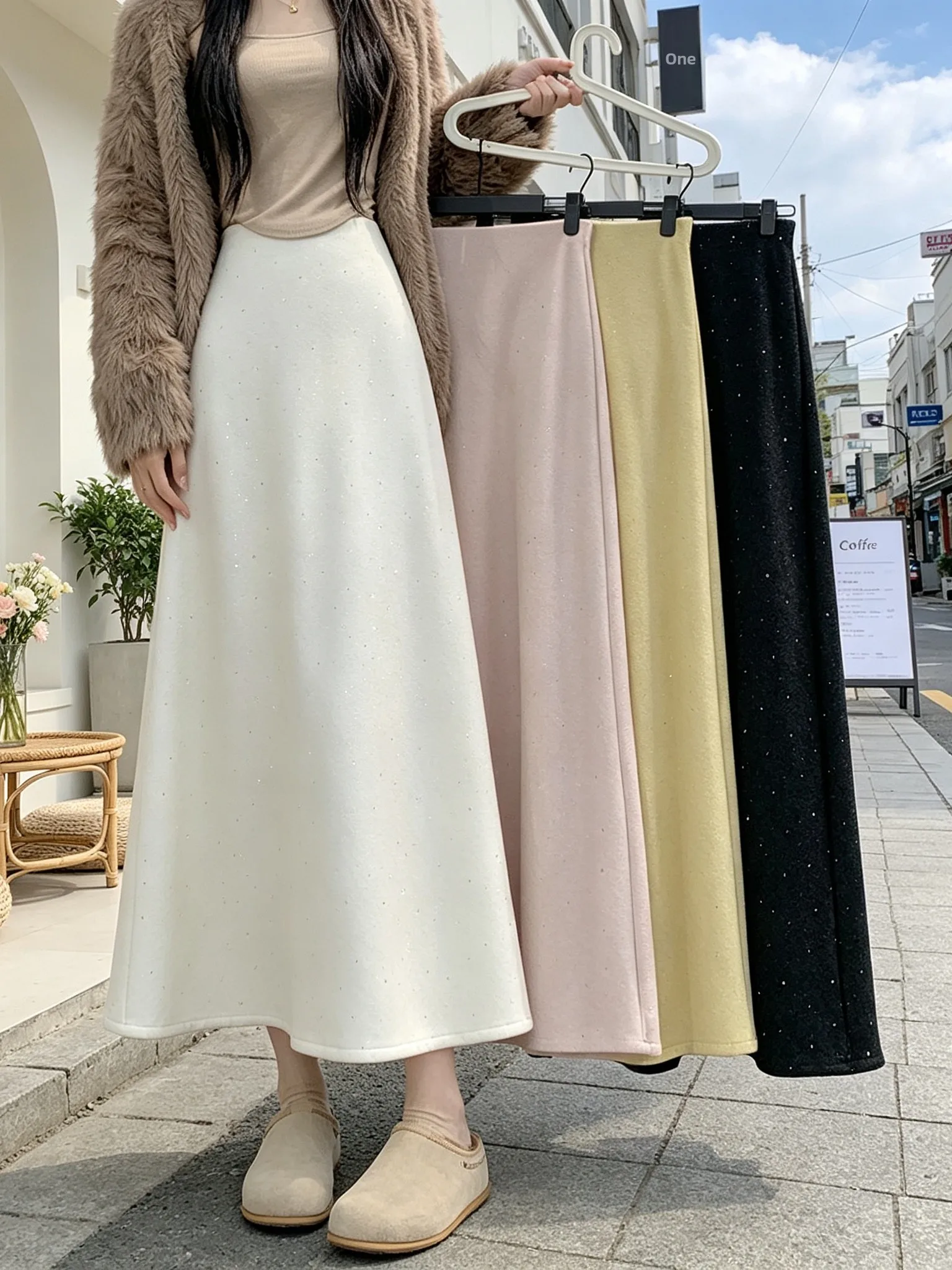 Thickened Fleece Woolen Long Tail Fish Tailed Umbrella Skirt for Women High Waist Commuter Style Polyester Fiber Winter 2026