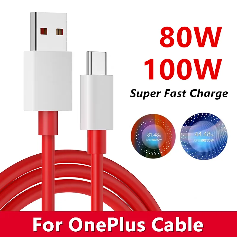 80W 100W Type C USB SUPERVOOC 2.0 Fast Charging Cable For OnePlus 9R 10 Pro 10R 11 11R 12 13 Nord 2T 3 CE 2 3 Lite N300 Ace 2 2V