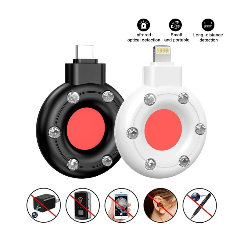 Mini Portable Camera Detector  Rf Detector IR Alarm Rental Anti Candid Hidden Camera Finder Led Light for Outdoor Travel Hotel