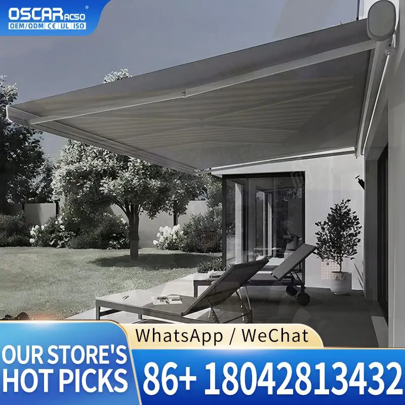 4*3M Aluminum Folding Outdoor Sun Shade Motorized  for Patio Balcony Garden Retractable Awning