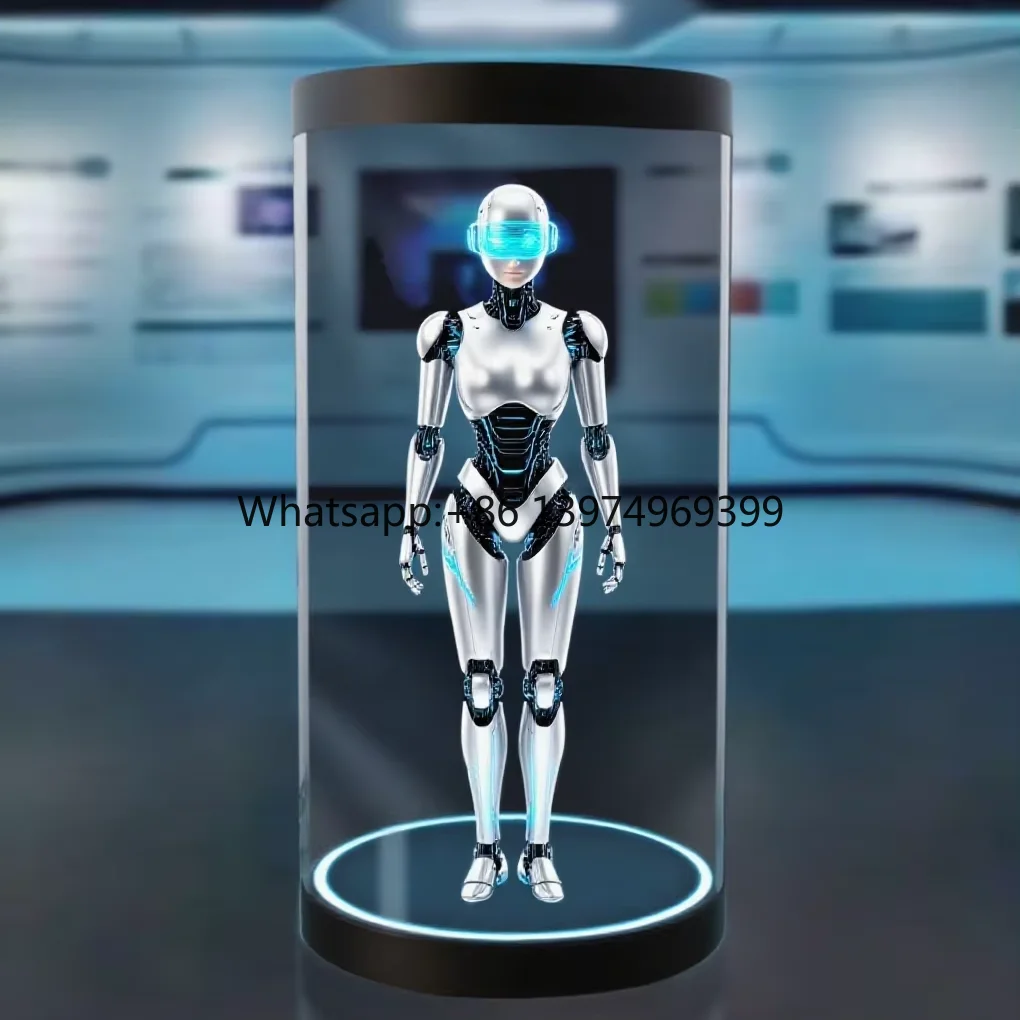 75inch Screen Human Size Holo Tube Hologram Cylinder Futuristic Virtual AI Interaction Exhibition Museum Equipment