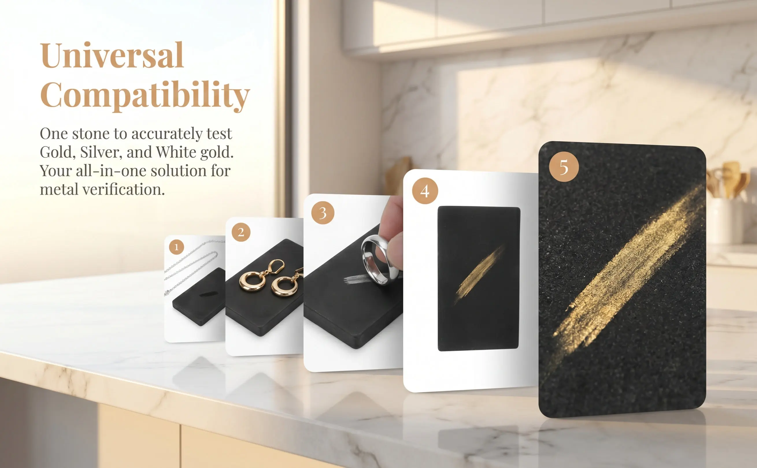 4Pcs Gold Purity Test Kit – Portable Jewelry Tester for Gold, Silver, Platinum & Metal Stones