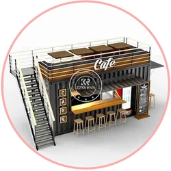 Double Deck Pastry Food Stall Kiosk Ice Cream Vending Cart BubbleTea Coffee Container Bar Restaurant Portable Outdoor Food Kiosk