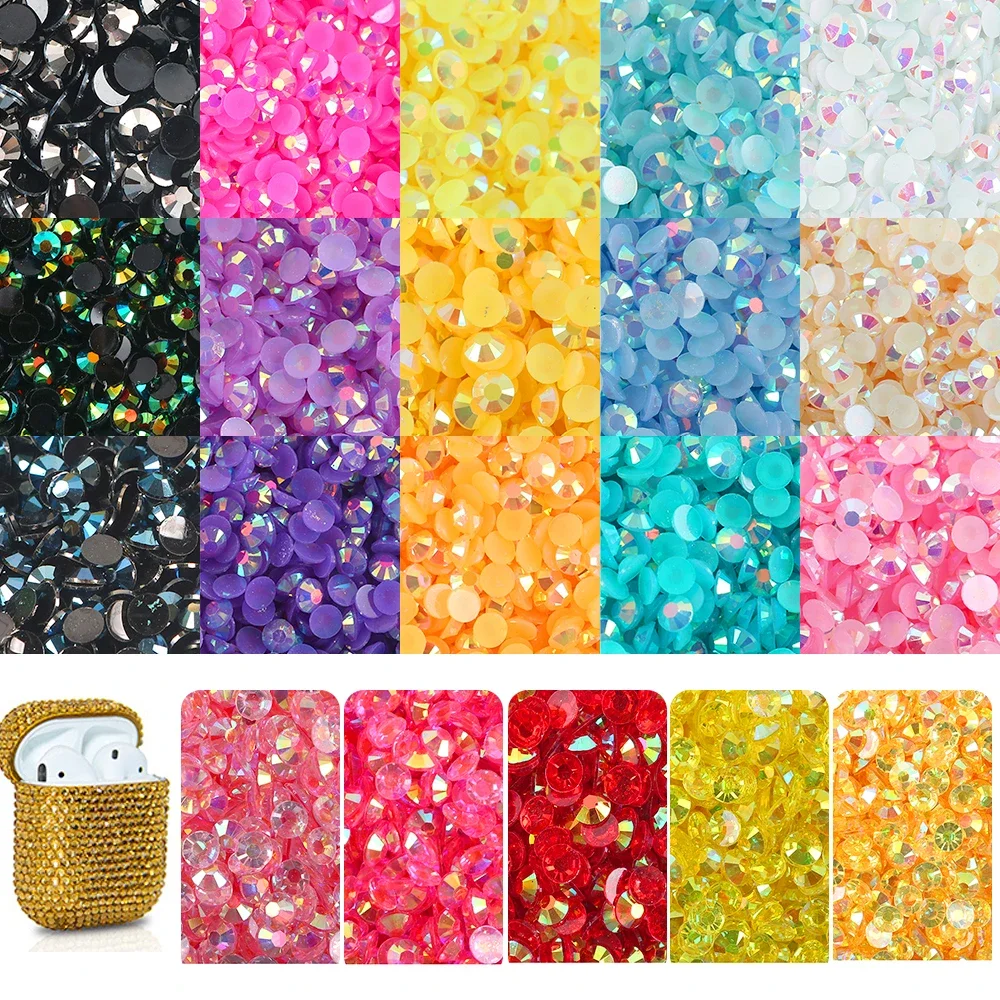 Flat Back Resin Rhinestone 3MM 4MM 5MM  Non Hot Fix Jelly Rhinestones Stones For Craft DIY Tumblers Shoe Decoration