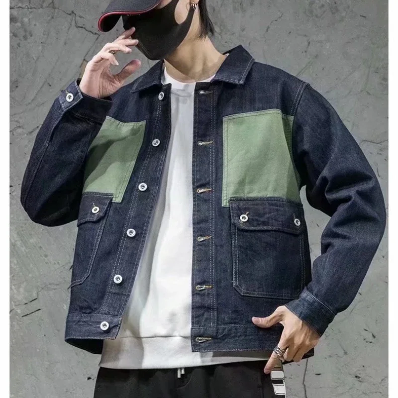 2023 Herbst Motor Jeans jacke für Männer High Street Patchwork Vintage Chaqueta Masculina klassische Baggy Multi-Taschen Mäntel Männer