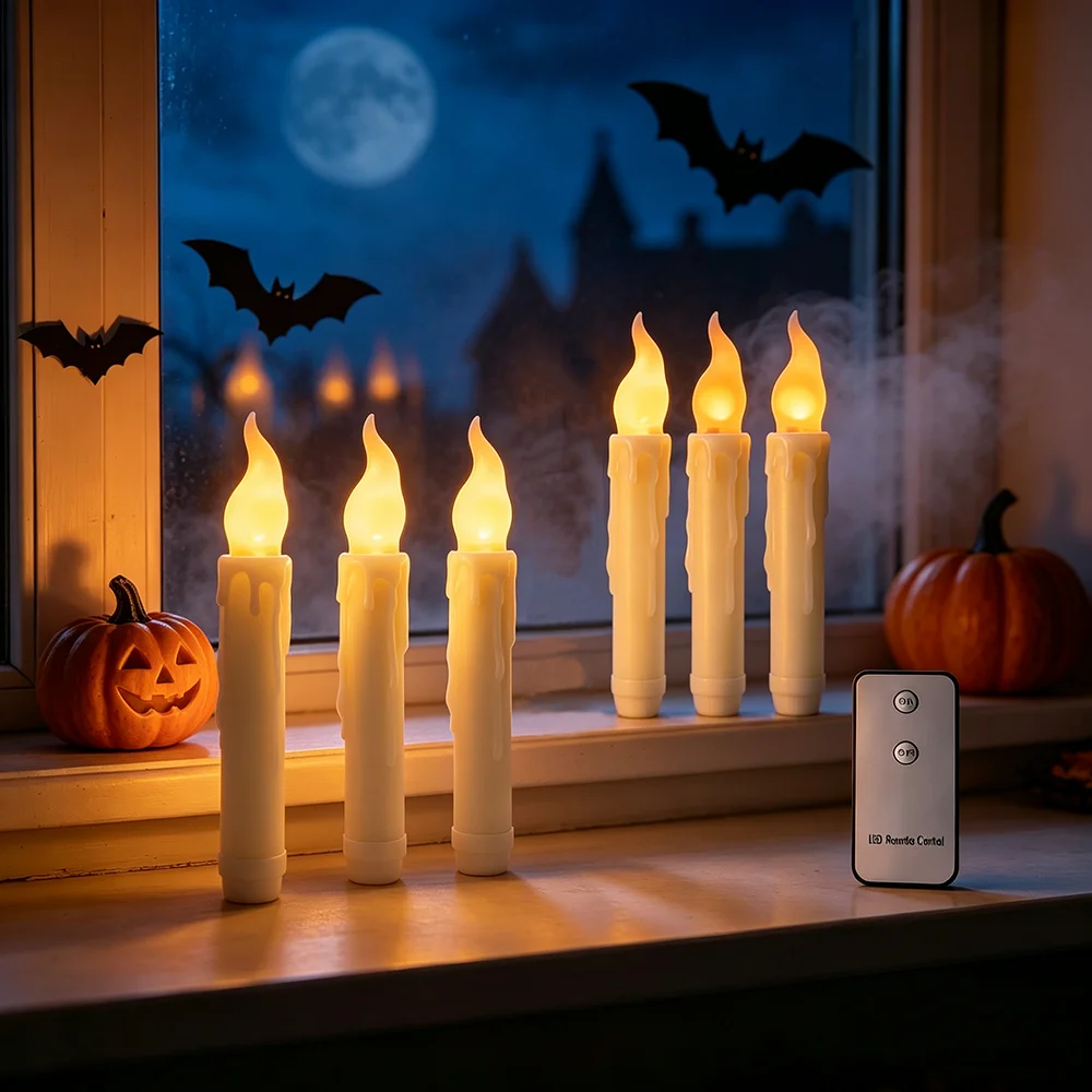 6pcs LED Tapered Candle Lights with Remote Control, Flameless Flickering Candle Lights LED Taper Handheld Candlesticks for Home