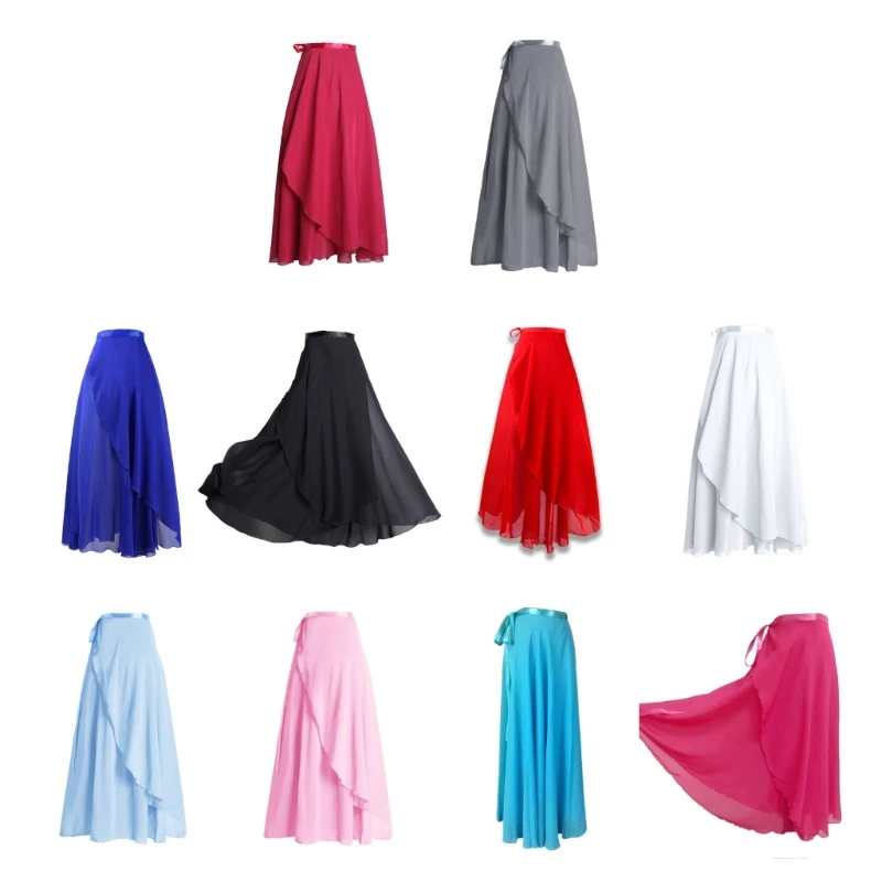 All-matching Wrap Skirt for Women Long Dance Skirts Ballet Wrap Skirts Asymmetric Dance Skate Over Scarf Skirts