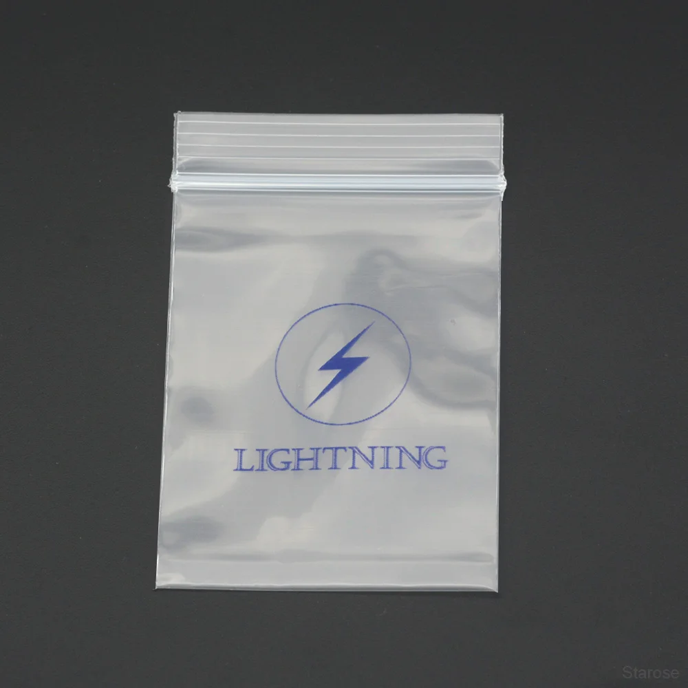 Starose 100Pcs New Print Black Light Plastic Bags Ziplock 6x4cm Clear Bags for Ring Piercing Jewelry Packaging Thickness 0.07mm