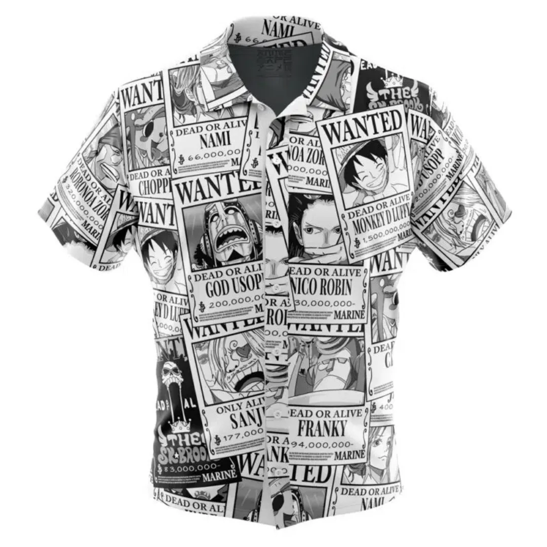 

Aloha Strawhat Wanted One Piece Button Up Hawaiian Shirt Leisure Dry Quickly Men's Shirt Kid's Clothing Tee Top Women's Clothing