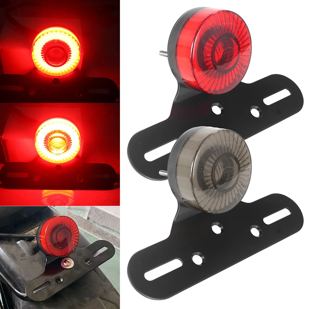 Motorcycle Tail Light Retro Rear Taillight Stop Lamp License Plate Mount for Harley XL883 XL1200 Suzuki Honda Chopper Bobber view 3