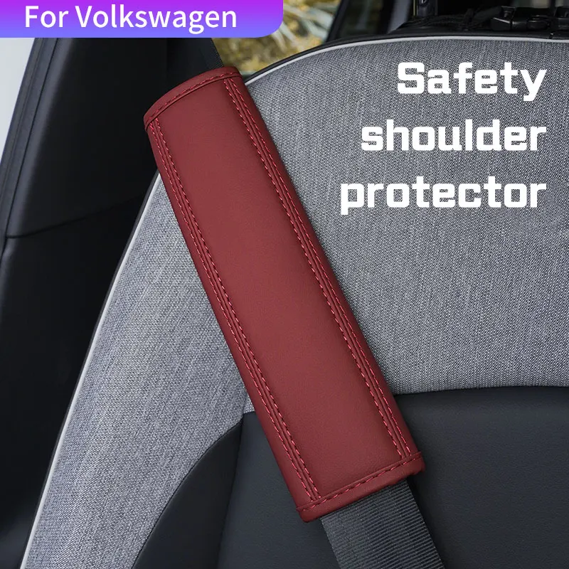 

Car Leather Safety Belt Shoulder Cover Pads For Volkswagen VW R GTI Golf 5 6 7 Beetle Polo Passat b6 Tiguan Jetta Accessories