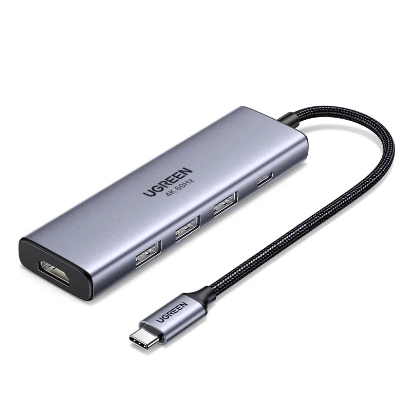 

UGREEN USB C Hub 5 in 1 USB C to HD-MI Splitter 3 USB a 3.0 Port and 5Gbps Type-C Data Port, 4K Port, PD 100W Charging