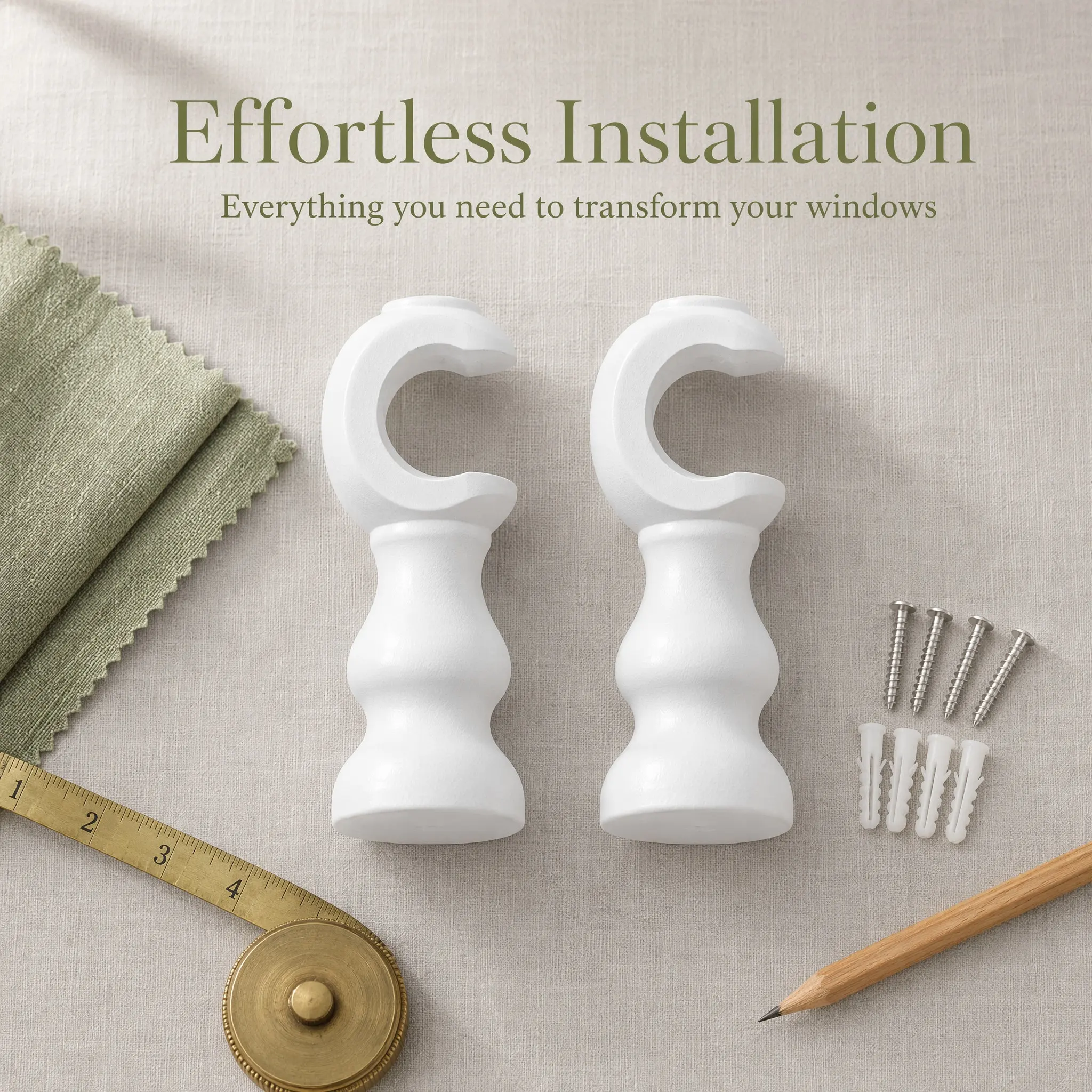 2Pcs Wooden Curtain Rod Mounting Brackets Heavy Duty Wall Mounted for Bedrooms Living Rooms Smooth Glide Curtain Pole Holder