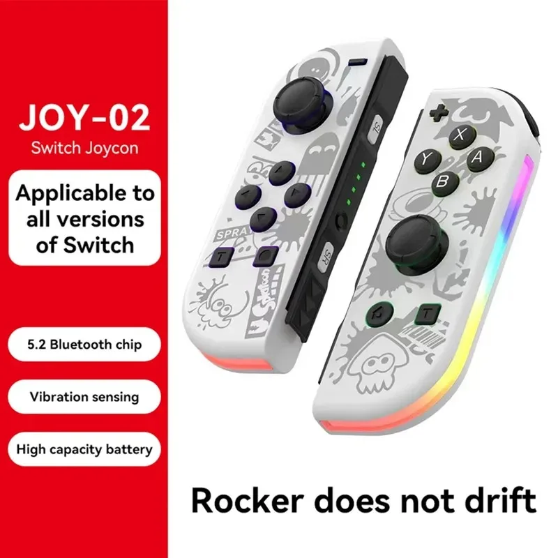 Mando inalámbrico RGB LED 5,2 BT Switch L/R para Nintendo Switch/Lite/Oled Cons, Joystick con vibración Dual para PC