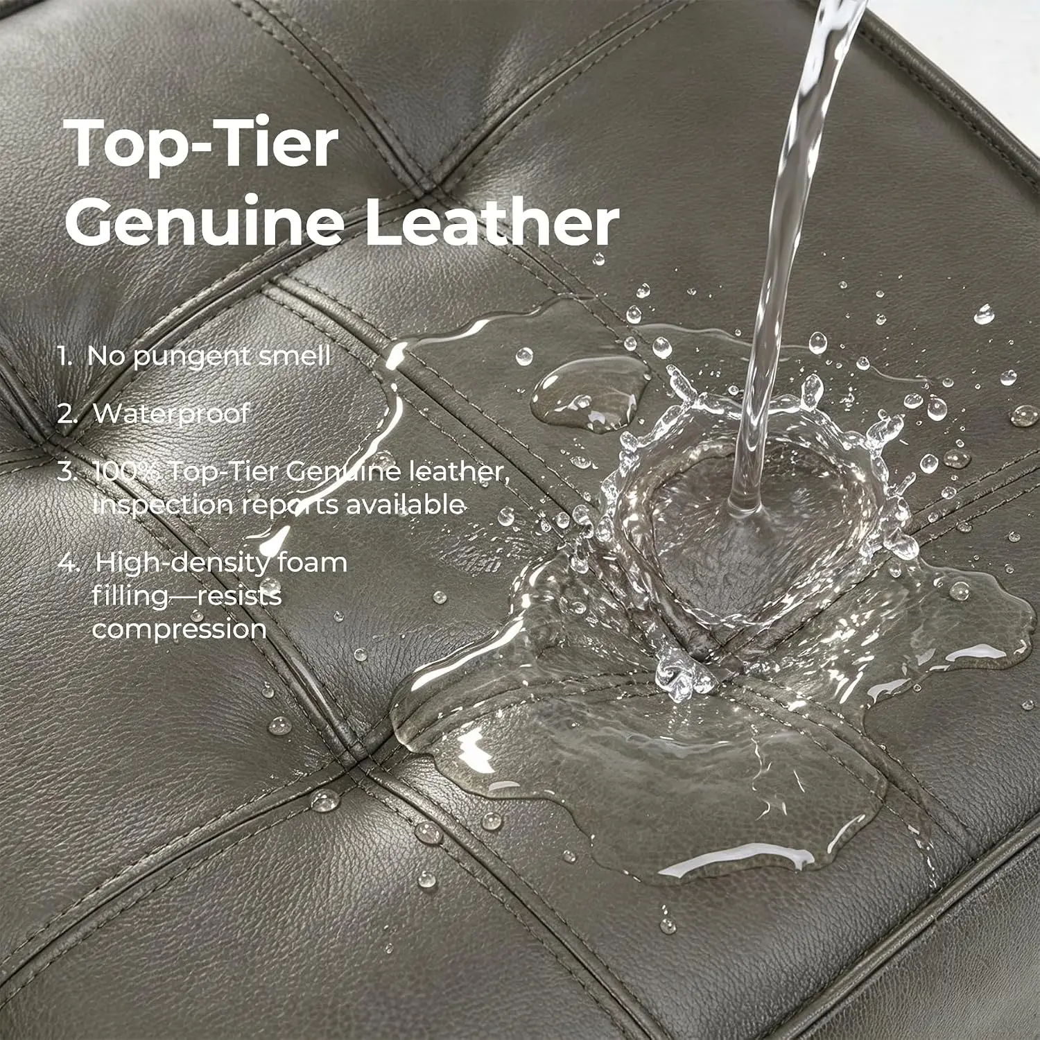 Genuine Leather Square Ottoman Pouf Foot Rest Living Room, Customized