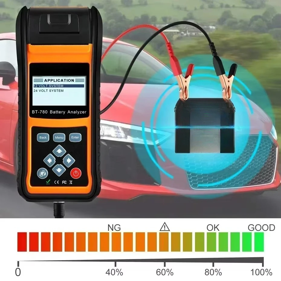 12V Battery Tester 0-1000A Car Batteries Analyzer Built-in Printer Car Accessories Battery Monitor