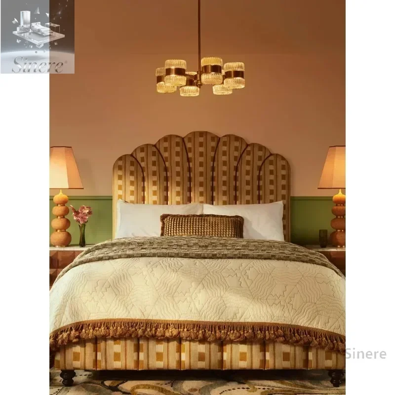 

Кровать из французской антикварной ткани, односпальная кровать из цветочной ткани для спальни длиной 1,5 метра, бытовая свадебная кровать для небольшой квартиры, двуспальная кровать 1,8