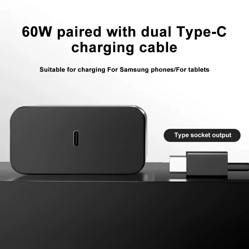 Ładowarka SAMSUNG 60W PD z wtyczką EU do S26 Ultra S25FE S24 S23 A56 A53 A57 M55s Tab S11 Ultra S10 FE+ z kablem Type C 5A — zdjęcie produktu 6