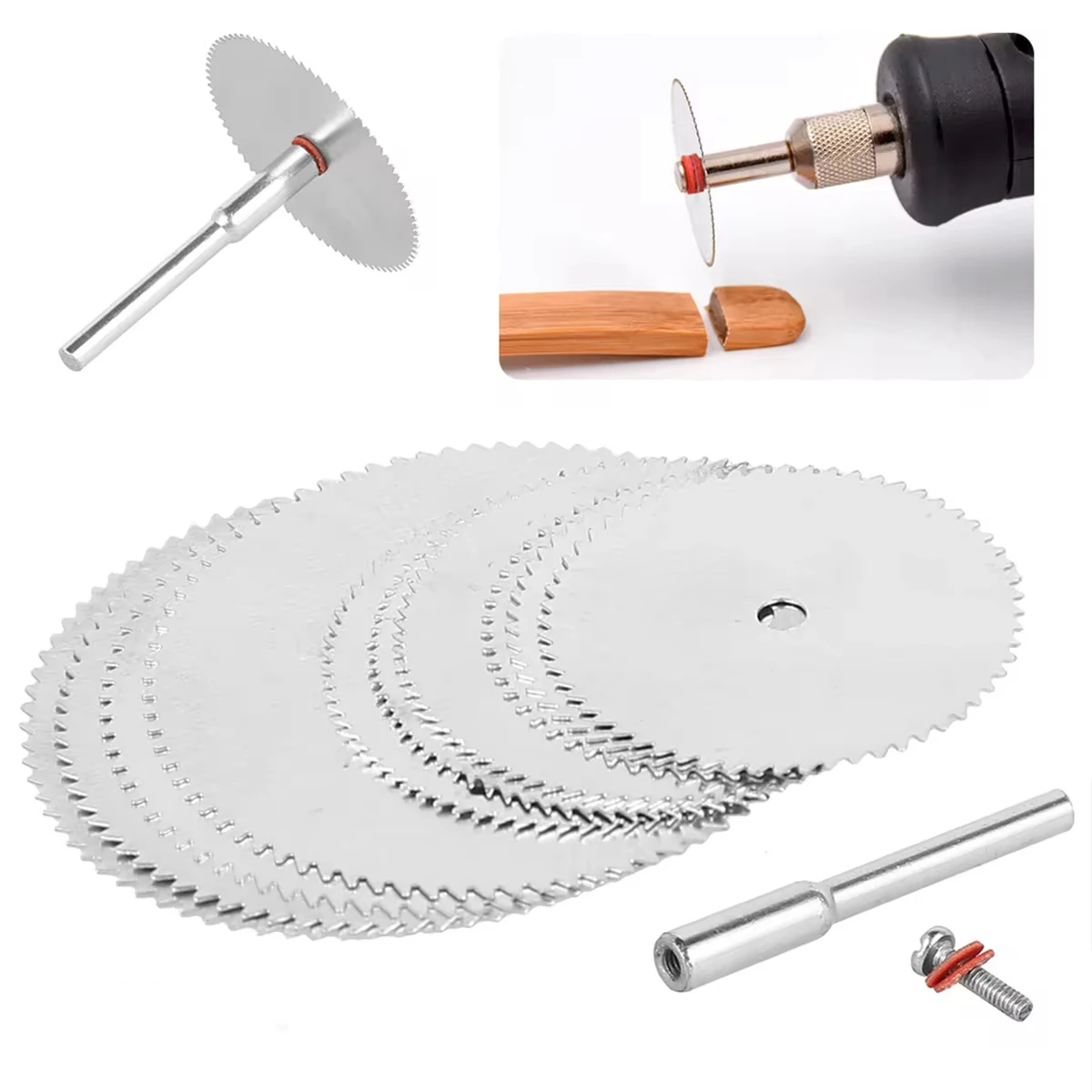 11 Pcs Mini Circular Saw Blade Set Precision Woodworking Cutting Disc with 1 Rod 22mm 25mm 32mm for Cutting Wood Metal