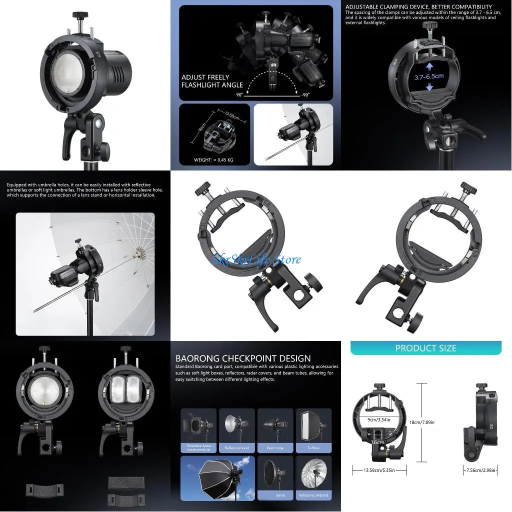 

E65E Quick Release S Bracket For S3,V1/V860III/AD200/AD300 Speedlights For Setups Portable Durability Plastic Construction