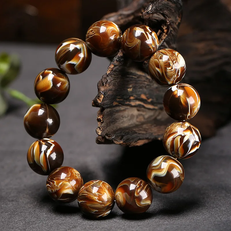 Live Exhibition Drainage Myanmar Amber Bracelet Amber Beeswax Demon Flower Cave Honey Ball Bracelet Men and Women