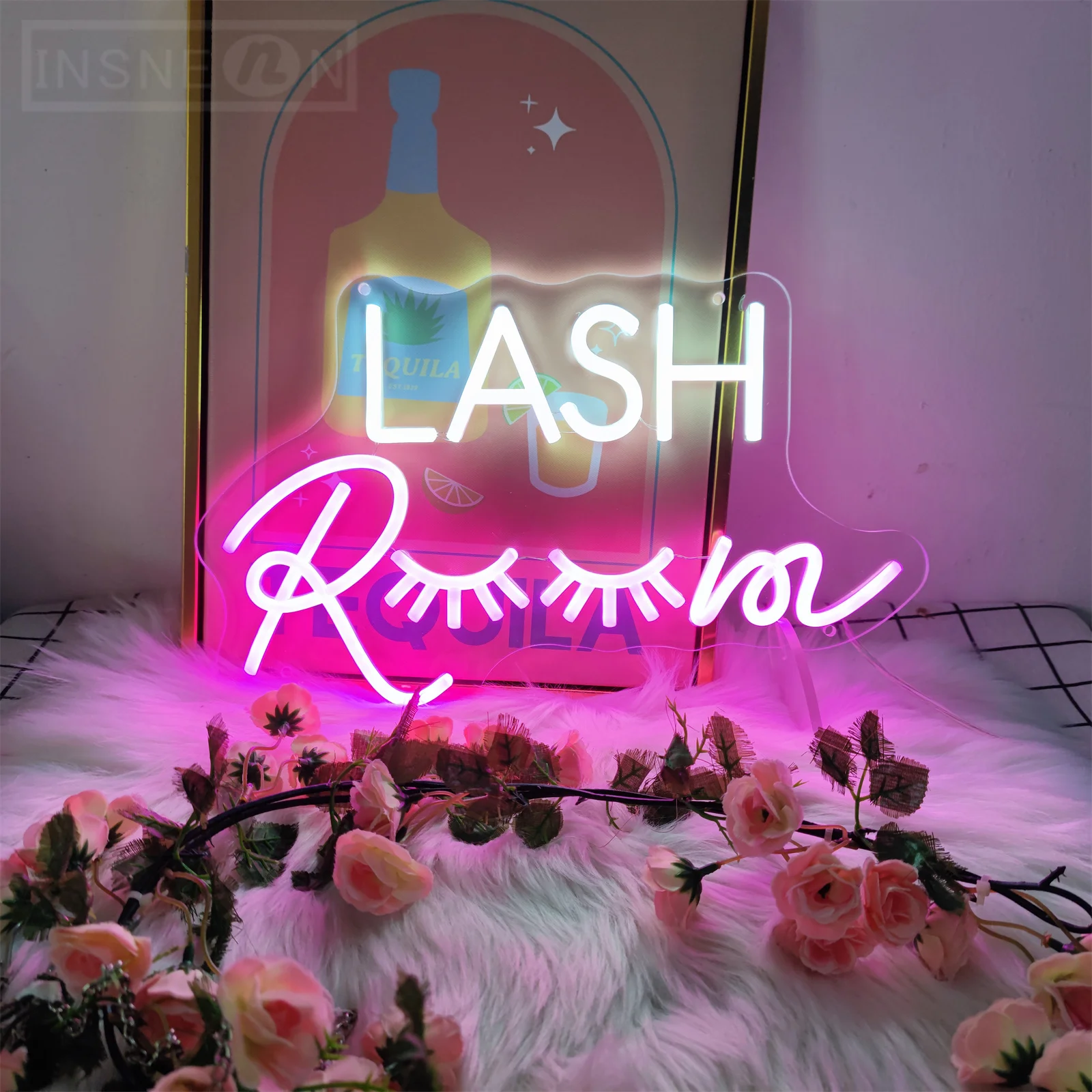 Neon Sign Lights LASH Room Decoration Wall Art Neon Light Beauty Salon Decor Pink Neon LED Sign Business Signboard LED Light