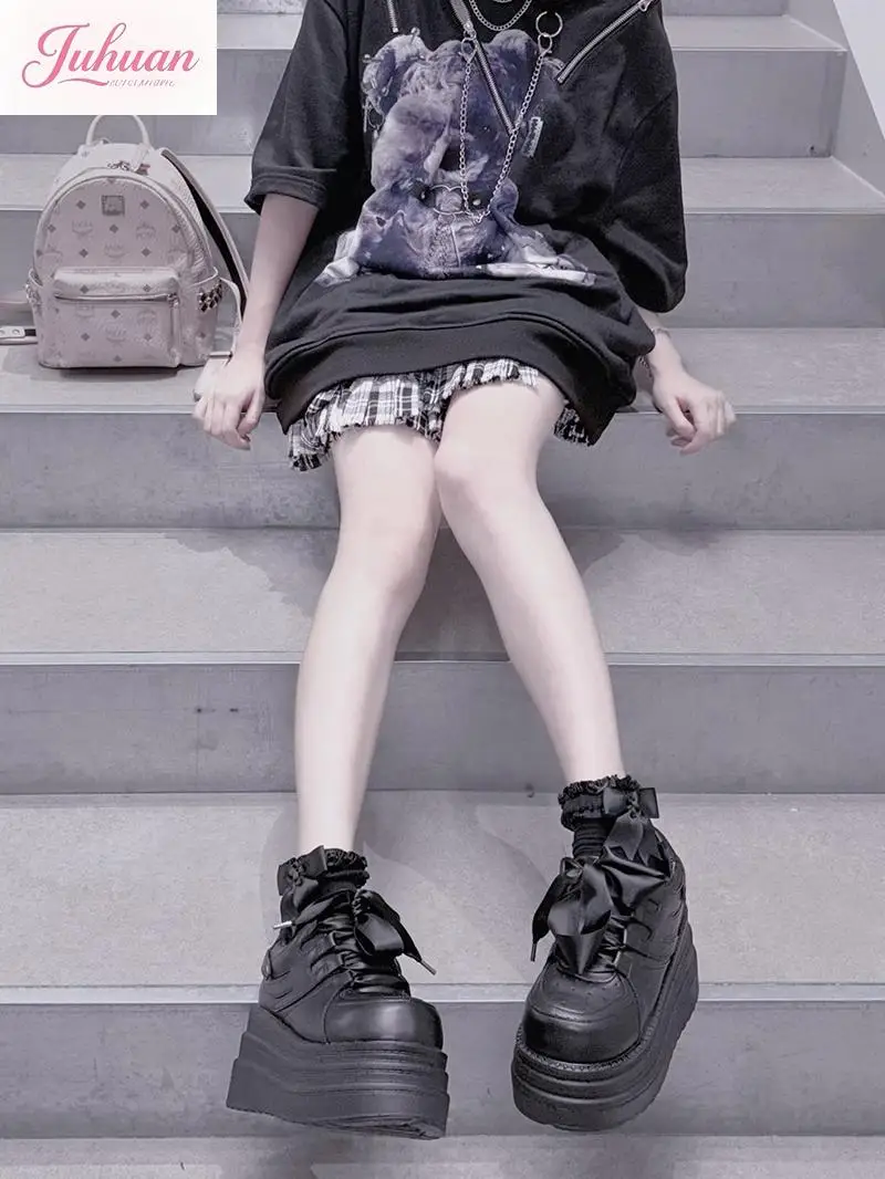 Fashion Original Subculture Japanese Y2k Thick-soled Muffin Shoes Women's Thunder Sports Shoes Round Head Classic Big Head Shoe