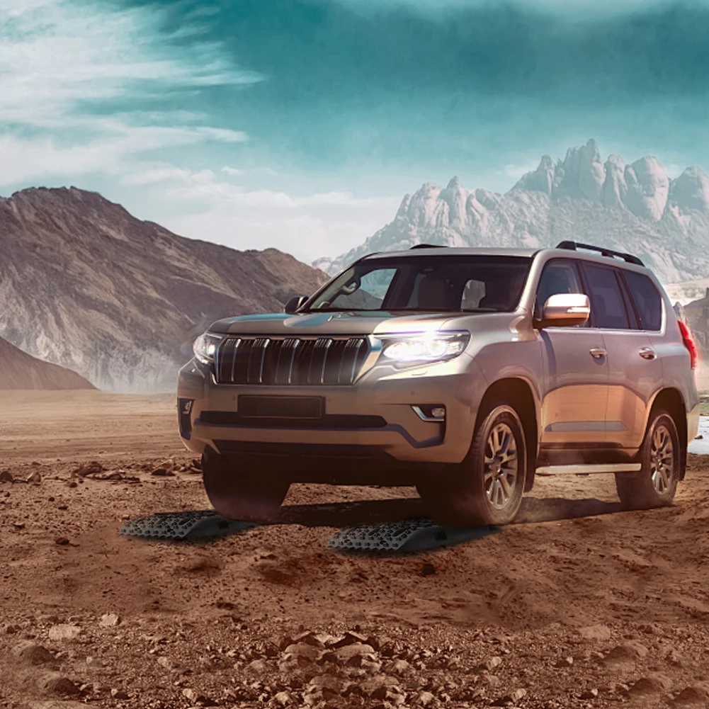 2 قطعة لوحة الجر المضادة للانزلاق حصيرة تثبيت الطوارئ الطين حصيرة تثبيت الجر الطين الرمال الجر المساعدة للثلج على الطرق الوعرة