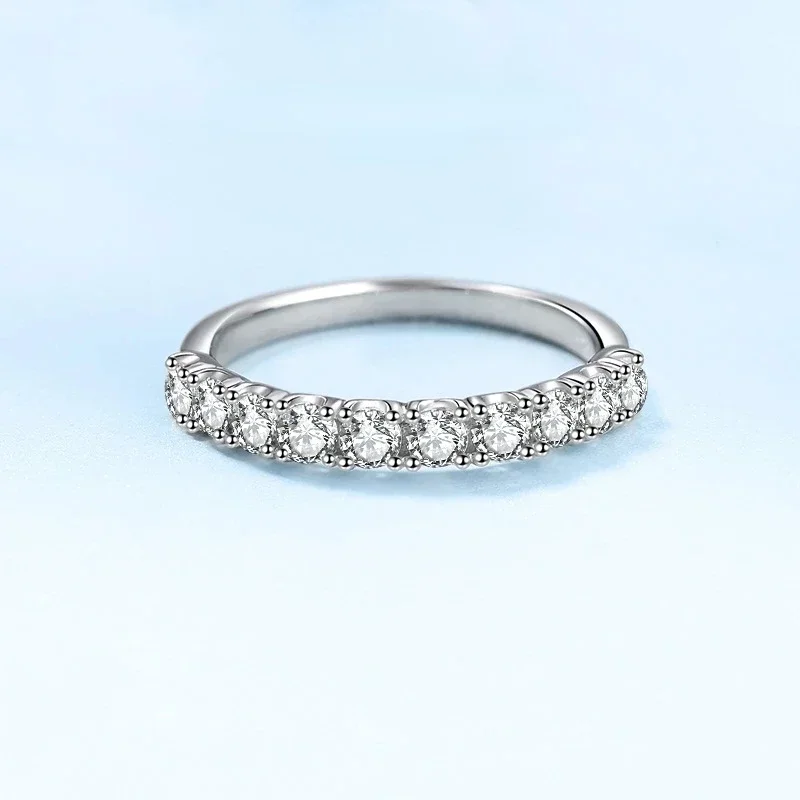 

Platinum PT950 Diamond One Line VVS1 D Color 0.6/1CT Ten Moissanites Minimalist and Versatile Ring for Women Original Certified