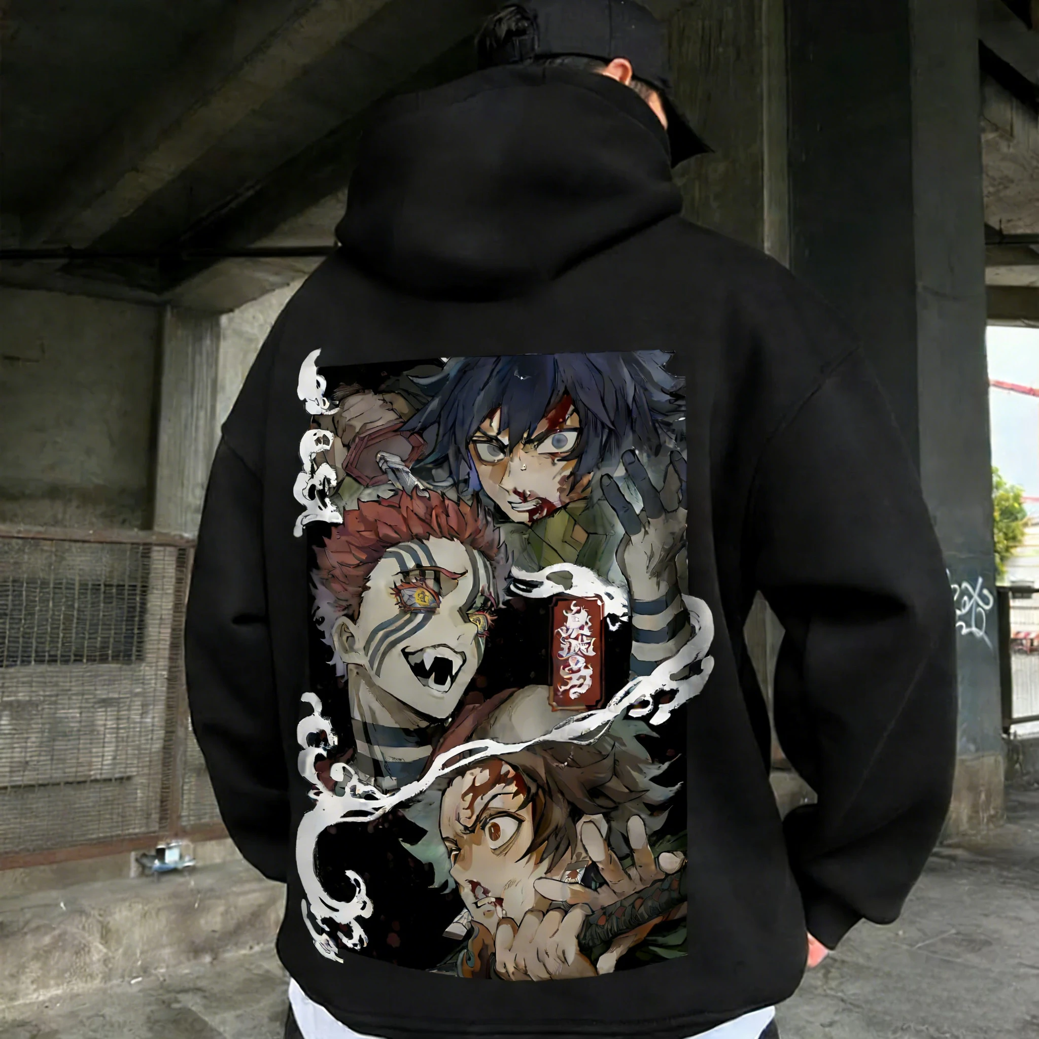 

Demon Slayer 2026, весенне-летняя толстовка с капюшоном для мужчин и женщин, новый аниме, креативный принт в стиле Харадзюку, большой свободный повседневный топ для родителей и детей