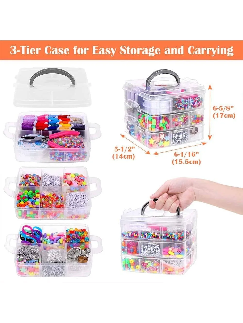 4655pcs DIY Beads Bracelet Kit Making Necklace Manual Toys for Girls Pearls Games Handmade Children\'s Gift Material Elastic Kids