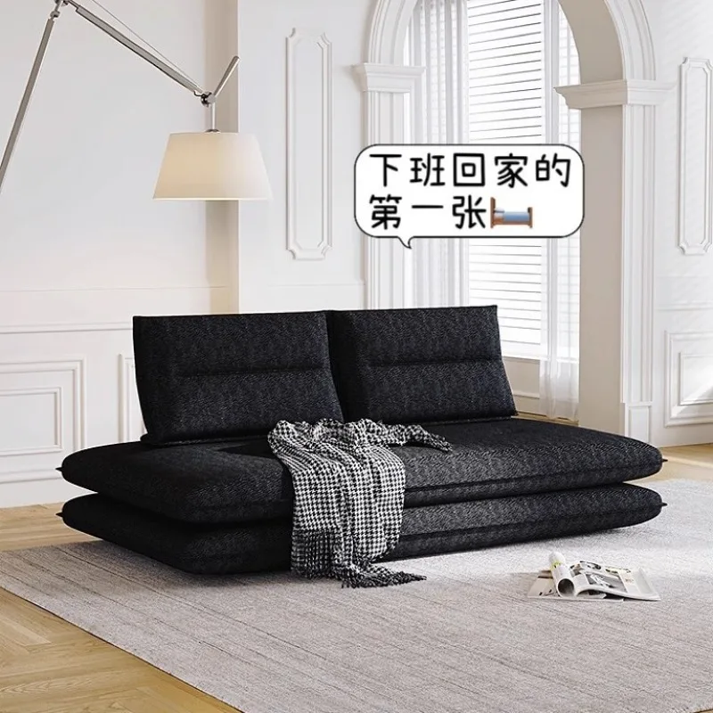 Vintage cream-style fabric sofa, small apartments can be used for sleeping, lying down, and disassembly and washing
