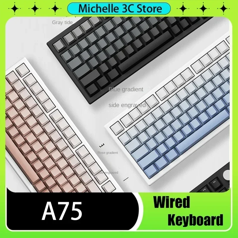 A75 Mechanical Keyboard Magnetic Axis Custom Hot Swap Rgb Customized Gasket Dual System Wired for Esports Gamer Accessory