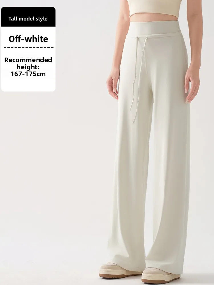 High Waist Dstring arkskin Pants Women's Fitn Yoga Trousers 2025 New Sle mid ey Wide Leg Abdomen Lifting