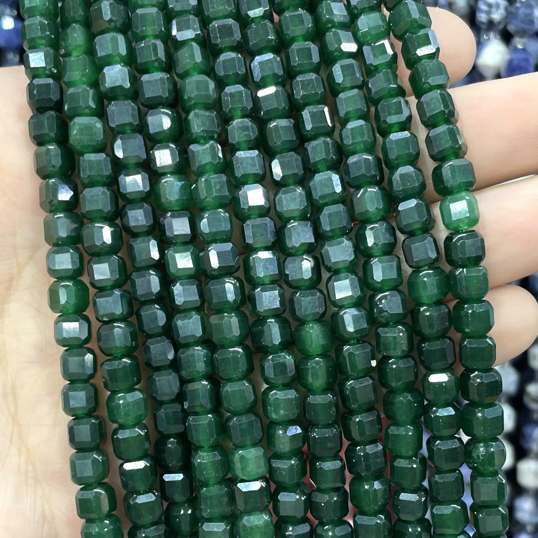 5x5MM Square Natural Chalcedony Emerald Green Stone Loose Spacer Beads For Jewelry Making Diy Bracelet Necklace Accessories