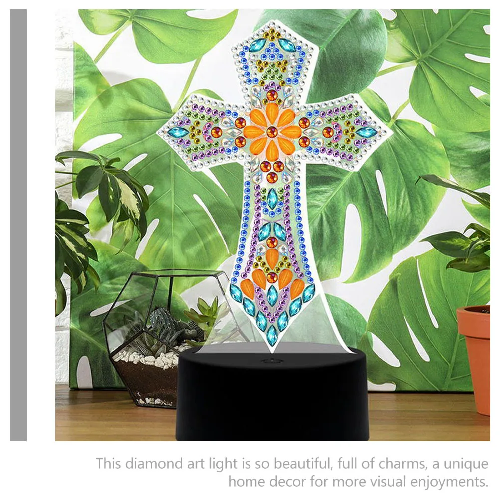 

DIY Cross Table Bedside Nightstand Light Desk Nightstand Lamp Lamp Small Decorative Diamond Art Light Home Decor