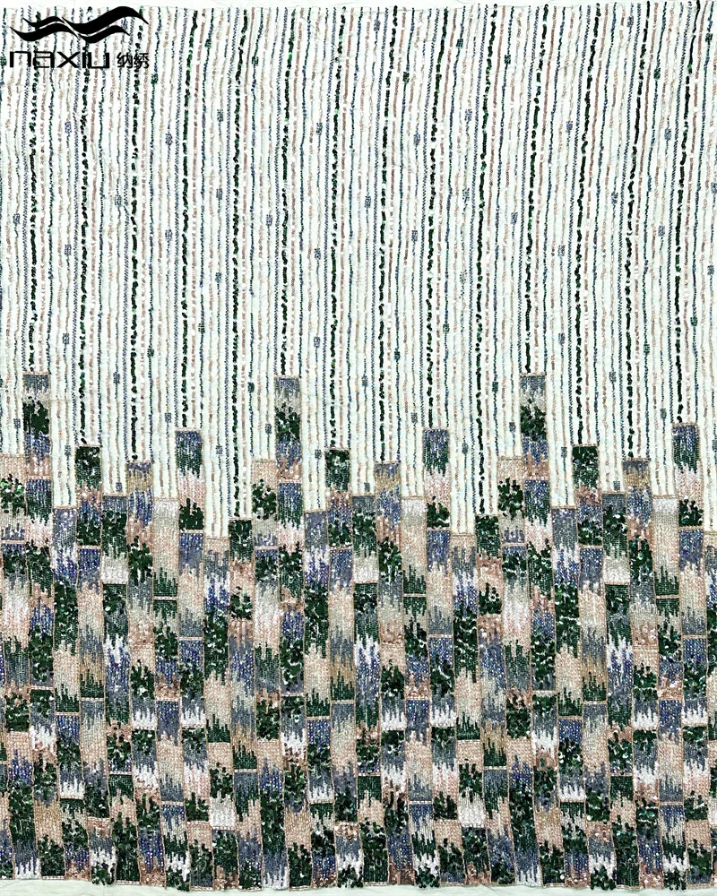 

Madison Beads Lace Fabric Embroidered Dubai African Lace Fabric with Sequins African Heavy Lace Fabric For Sewing 5 Yards