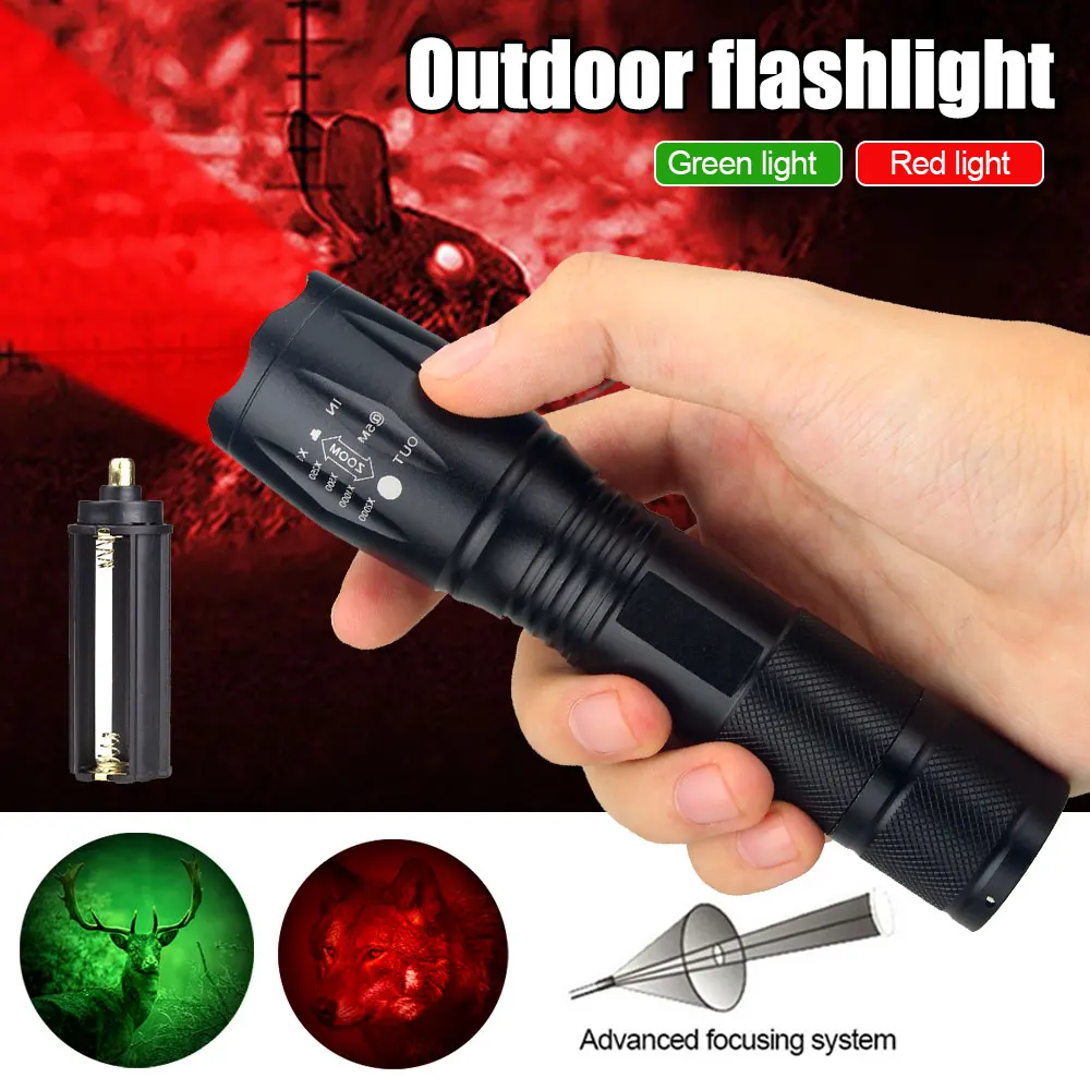 8000LM Red Green LED Flashlight High Power Powerful LED Tactical Military Torch USB Camping Lanterna Waterproof Self Defence Lam