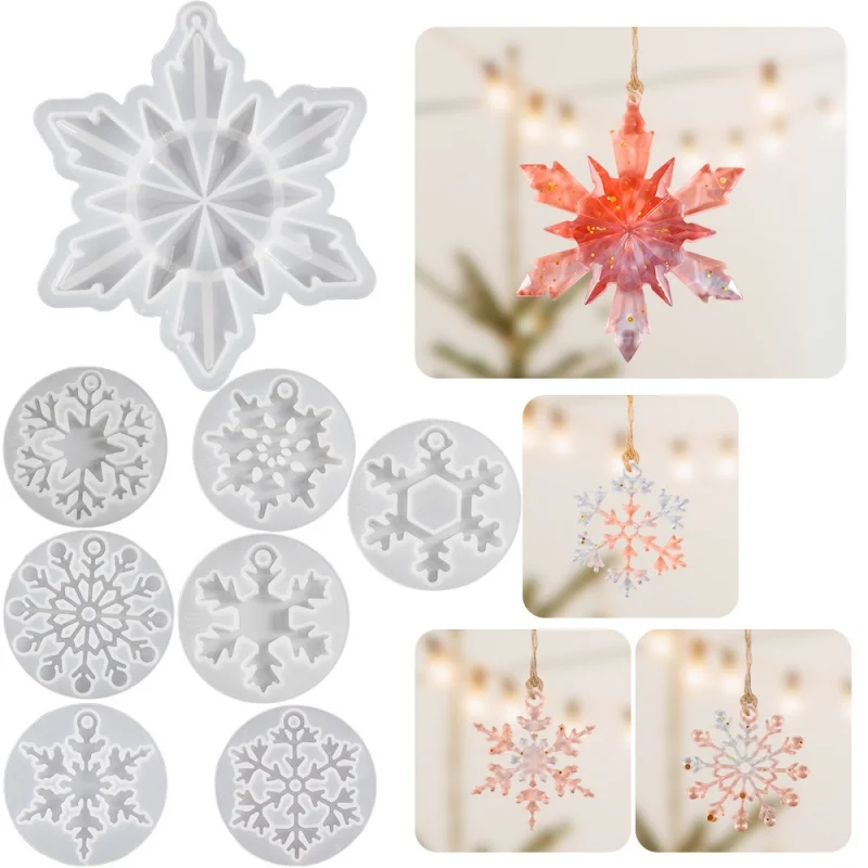 Multi Shapes Snowflake Silicone Mold DIY Christmas Snowflake Pendant Epoxy Resin Molds UV Resin Jewelry Making Handmade Tools