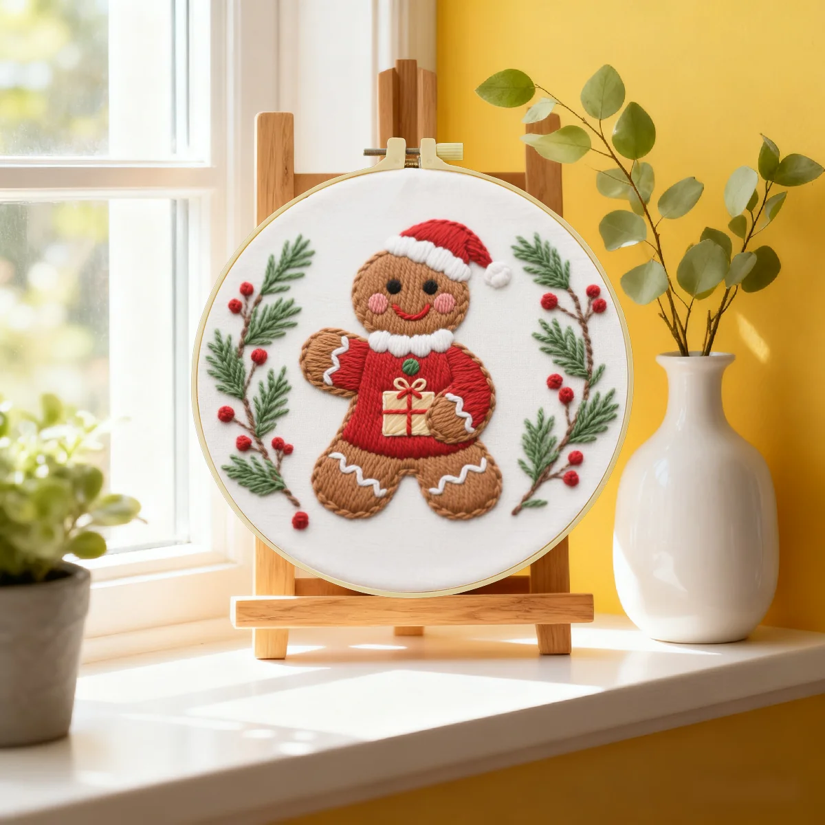 1 Stück 20X20CM/15X15CM 7,87/6,3 Zoll Weihnachtsthema Stickerei-Starter-Kit DIY-Kit DIY-Stickerei-Set Handarbeiten Nadelkunst – Detail 1
