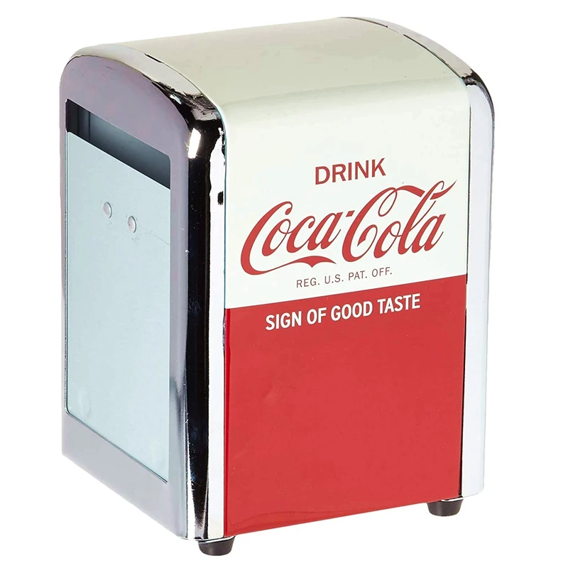 Classic American Retro Coca-Cola Tissue Box Holder Kitchen Restaurant Cafe Decor Metal Material Public Place Usage