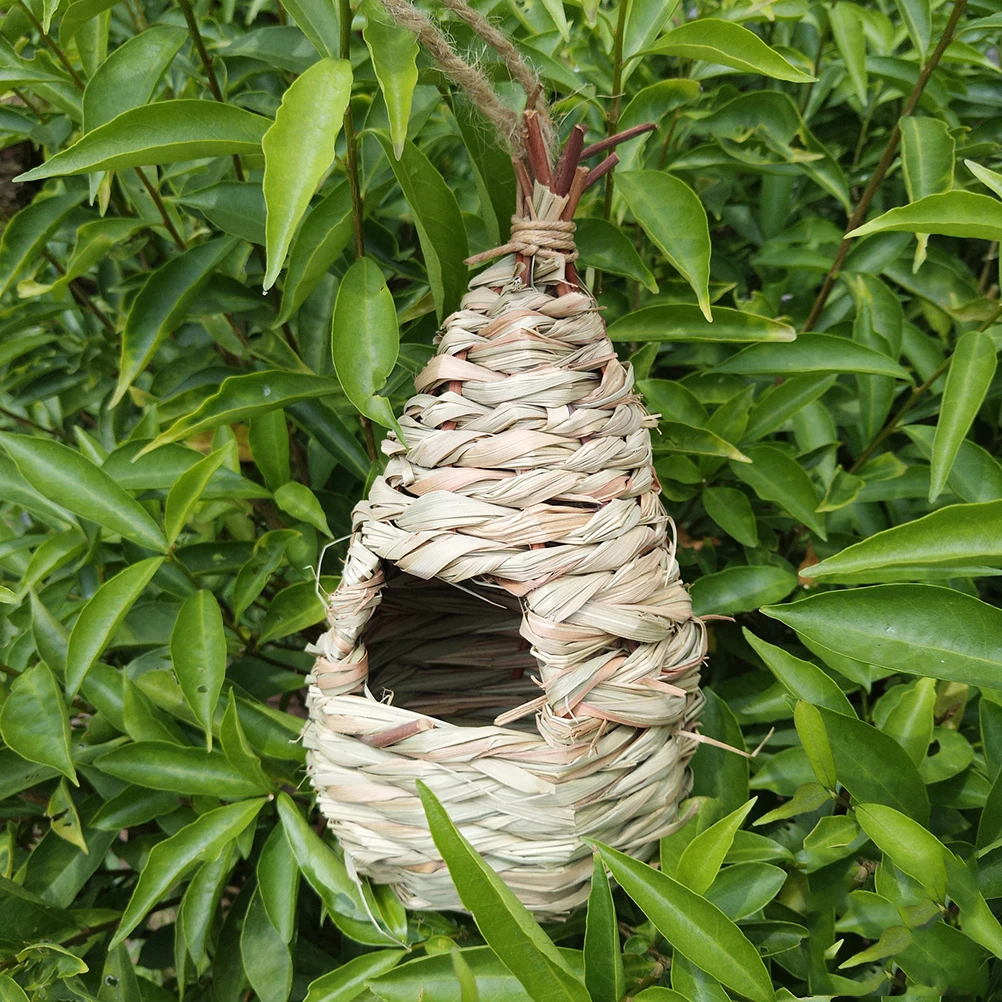 

2pcs Handmade Straw Woven Pets Natural Durable Hanging For Canary Parrot Lark Play Sleeping Place Straw Nest For Birds Weaving