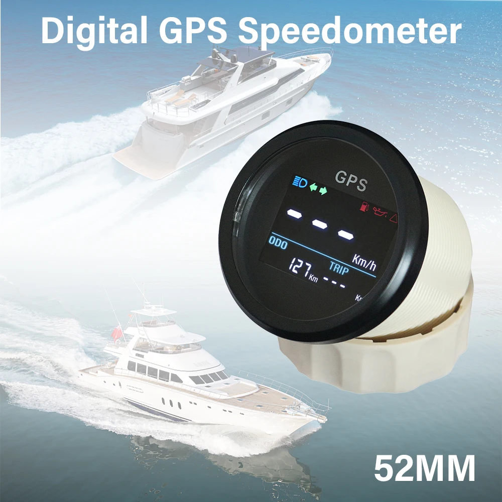 Rhaxel 52mm Digital GPS Speedometer Trip Meter Odometer for Boat Yacht Motorcycle Car Waterproof