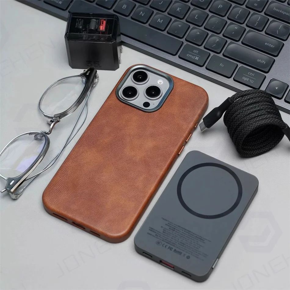 High-end Retro Oil Wax Pattern Magnetic For Magsafe Leather Case For iPhone Air 15 14 Plus 13 16 17 Pro Max Camera Button Cover