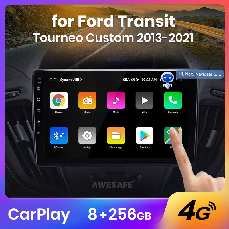 AWESAFE Wireless CarPlay Autoradio for Ford Transit Custom 2012-2021 Car Radio Multimedia Player Android Auto Stereo GPS