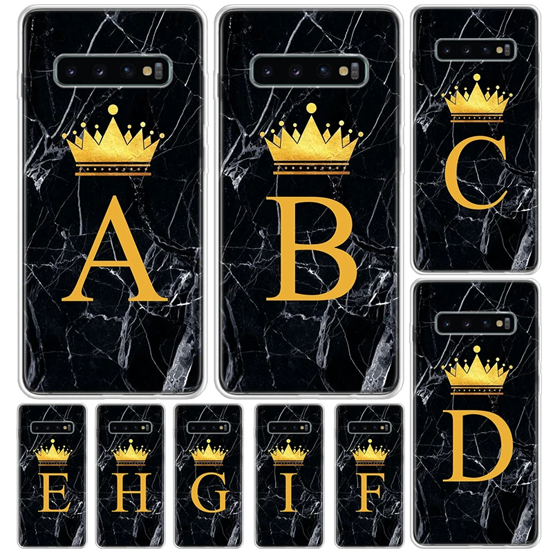 26 Letter Crown Custom A Cover For Samsung Galaxy S23 S22 S24 Ultra S21 Plus S20 FE Phone Case S10 + S10E S9 S8 Print Coque