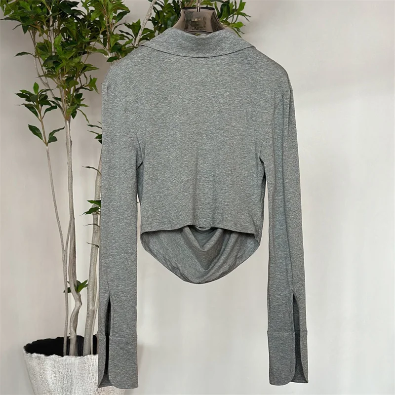 Women's t-shirt 2026 Summer New Elastic Slimming Women's long sleeved top Sexy V-neck women's tight corset Cotton blend pullover - view 2