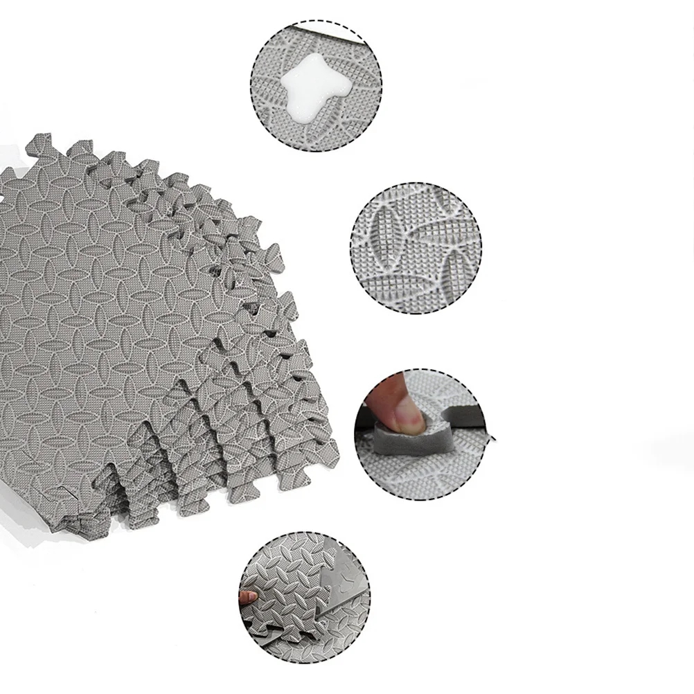 12Pcs Floor Mat Premium Eva Leaf Grain Splicing Mat Non-Slip Waterproof for Indoor Outdoor Use Gym Dance Room Kitchen