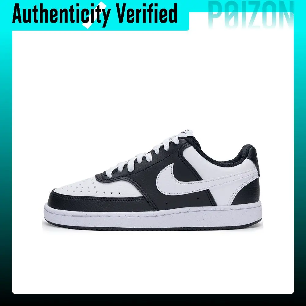 Nike Court Vision Low Synthetic Leather Breathable Low top Skateboard Shoes Women's Panda Colorway DH3158-003