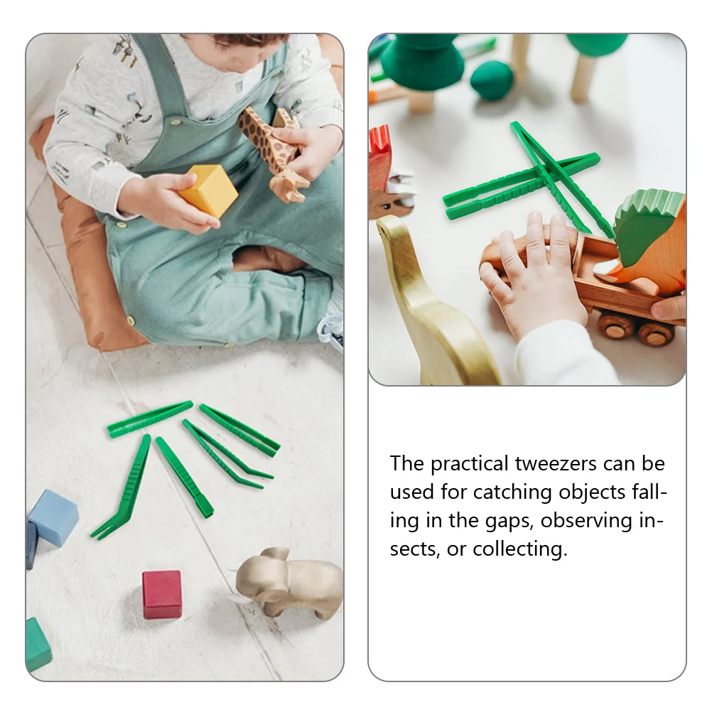 

6Pcs Kids Tweezers Plastic Flat Head Design for Crafts Beads Sorting Motor Skill Development Collection Practice Tool